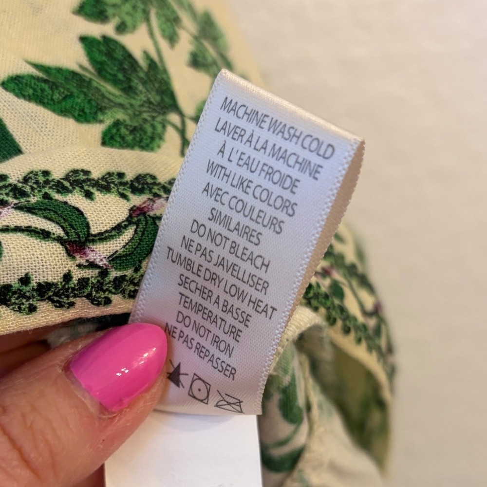 Max Studio Linen Blend Midi Dress S Botanical Floral European Summer Tiered - Picture 9 of 12